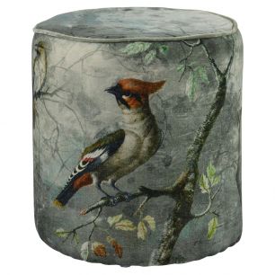 Pouf velvet charming crested bird 40x40x45cm*