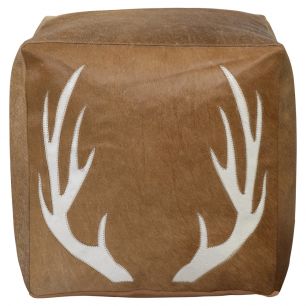 Pouf cow square antler brown 45x45x45cm (bos taurus taurus)